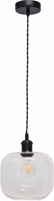 First Choice Lighting Bletch Retro Pendant Fitting with Transparent Glass and Black Metal Finish – 1