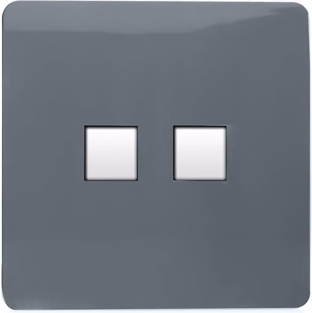 Trendi Switch 2 Gang RJ45 Cat 6 Ethernet and Telephone Secondary Sockets in Warm Grey