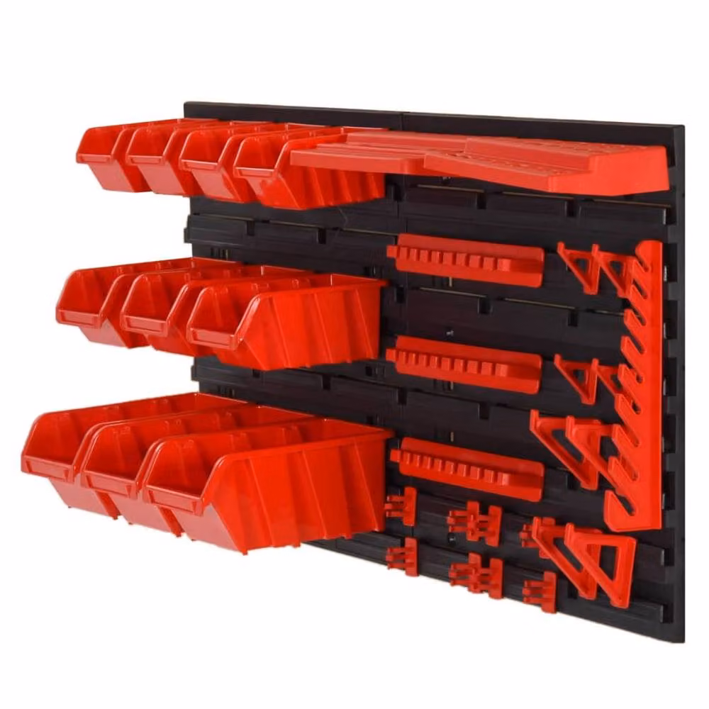 Berkfield Home 35 Piece Wall Mounted Workshop Shelf Set in Red and Black, W: 77 cm, D: 39 cm – 3