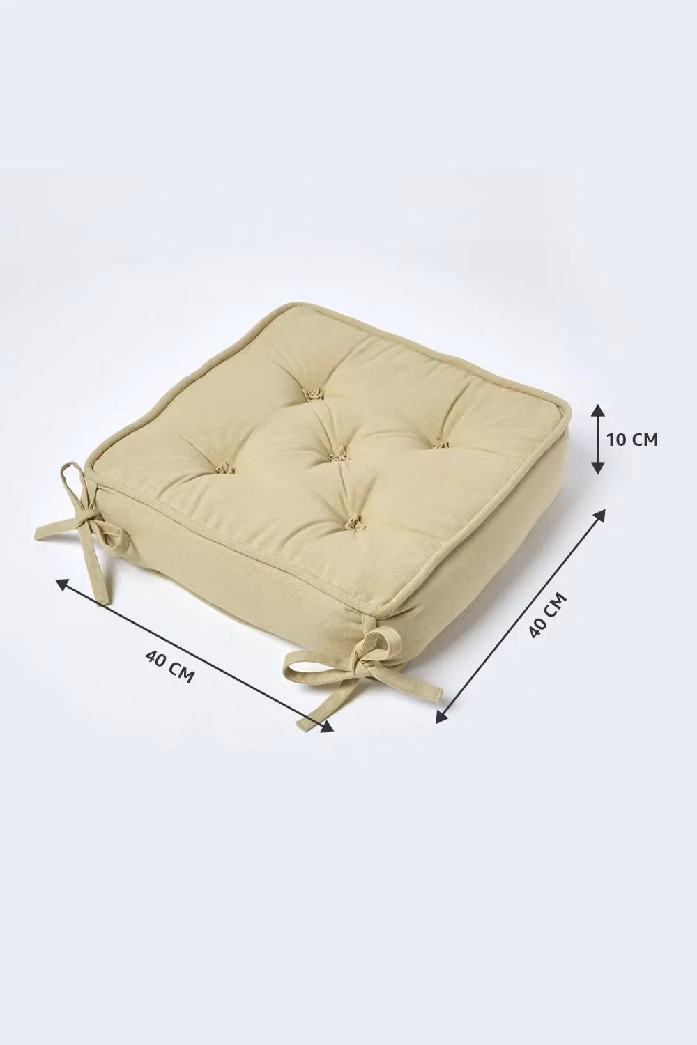 Homescapes Sage Green Cotton Dining Chair Booster Cushion, W/D/H: 40 x 40 x 10 cm – 2