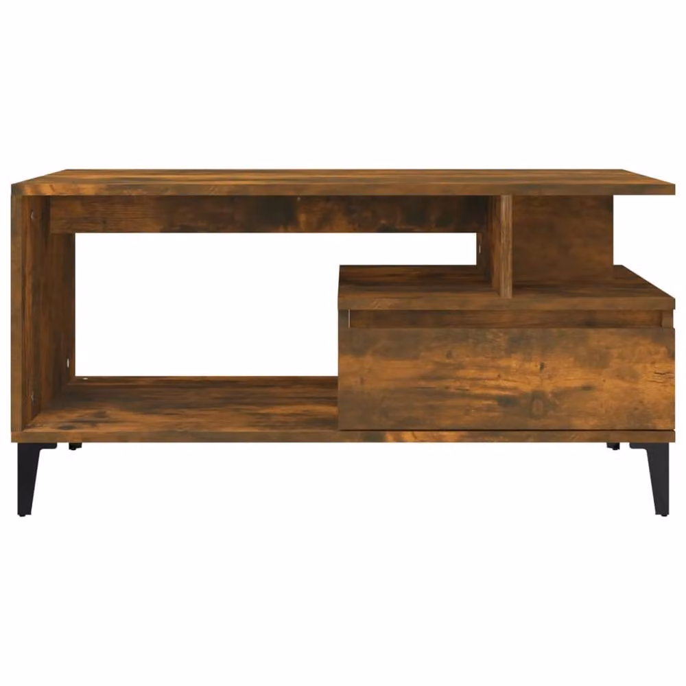 Berkfield Home Smoked Oak Coffee Table in Brown, W: 90 cm, D: 49 cm, H: 45 cm – 4
