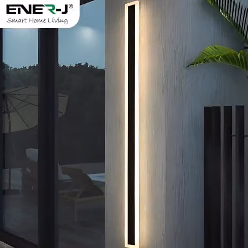 ENERJ Modern Matte Black Outdoor LED Wall Light, 100cm Linear Bar, 24W Warm White 3000K, IP65 Waterproof Slim Acrylic Sconce for Garden, Patio and Terrace – 2