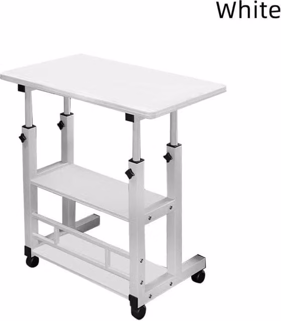 FORGEVIO White Adjustable Folding Wheeled Laptop Study Desk with Castors