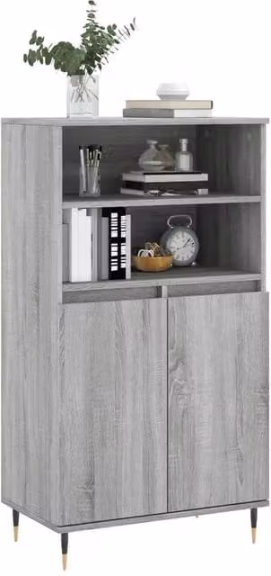 Berkfield Home Grey Sonoma Highboard in Engineered Wood W/D/H: 60 x 36 x 110 cm