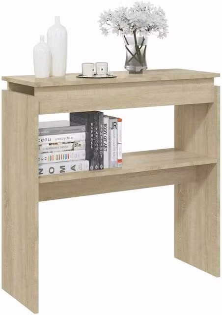 Berkfield Home Decorative Console Table in Sonoma Oak and Beige, W/D/H: 80 x 30 x 80 cm – 1