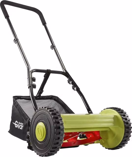 Garden Gear Manual Hand Push Grass Cutter with Rear Roller and Fixed Blade, Green