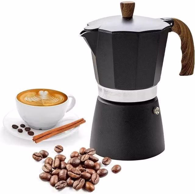FLAVORA Espresso Stove Top Coffee Maker in Black