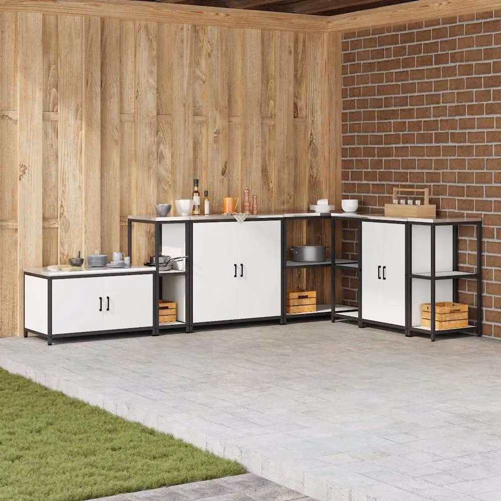 Berkfield Home Modern White Steel Kitchen Storage Shelf – 2