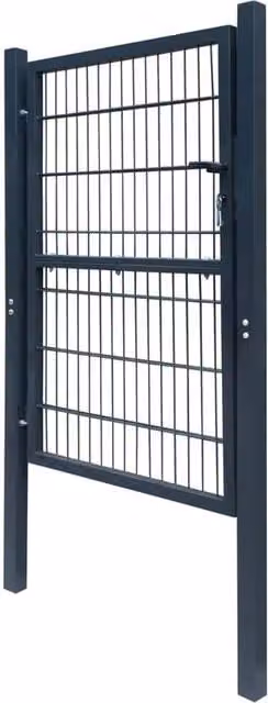 Berkfield Home Durable 2D Single Steel Swing Fence Gate in Anthracite Grey, W: 106 cm, H: 190 cm – 1