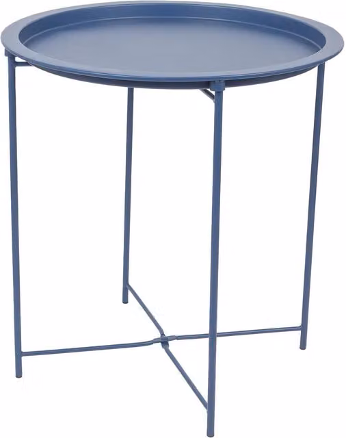Harbour Housewares Round Matt Blue Metal Tray Table