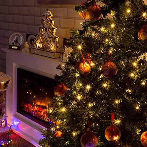 The Christmas Workshop 600 LED Warm White Christmas Lights, 59.9 Metres, Battery Operated, 8 Light Modes – 1