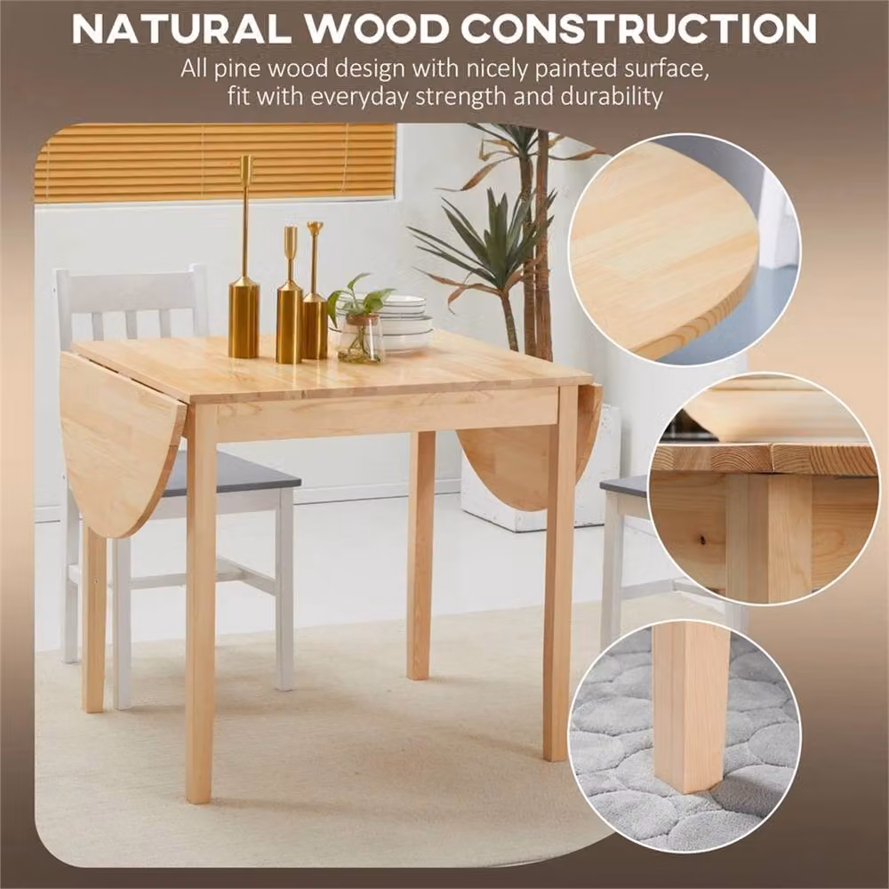 Nordara Natural Pine Solid Wood Foldable Dining Table in Brown, W/D/H: 120 x 70 x 75 cm – 2