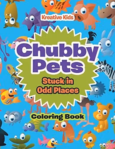 Kreative Kids Chubby Pets Stuck in Odd Places Colouring Book for Children, Multicolour