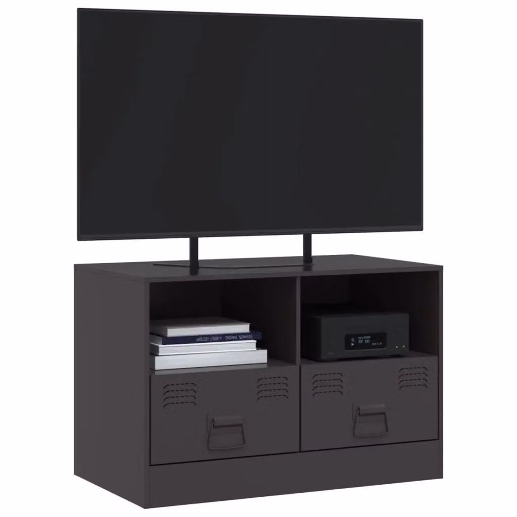 Berkfield Home Industrial Black Matt Metal TV Cabinet W: 67 cm, D: 39 cm, H: 44 cm – 4