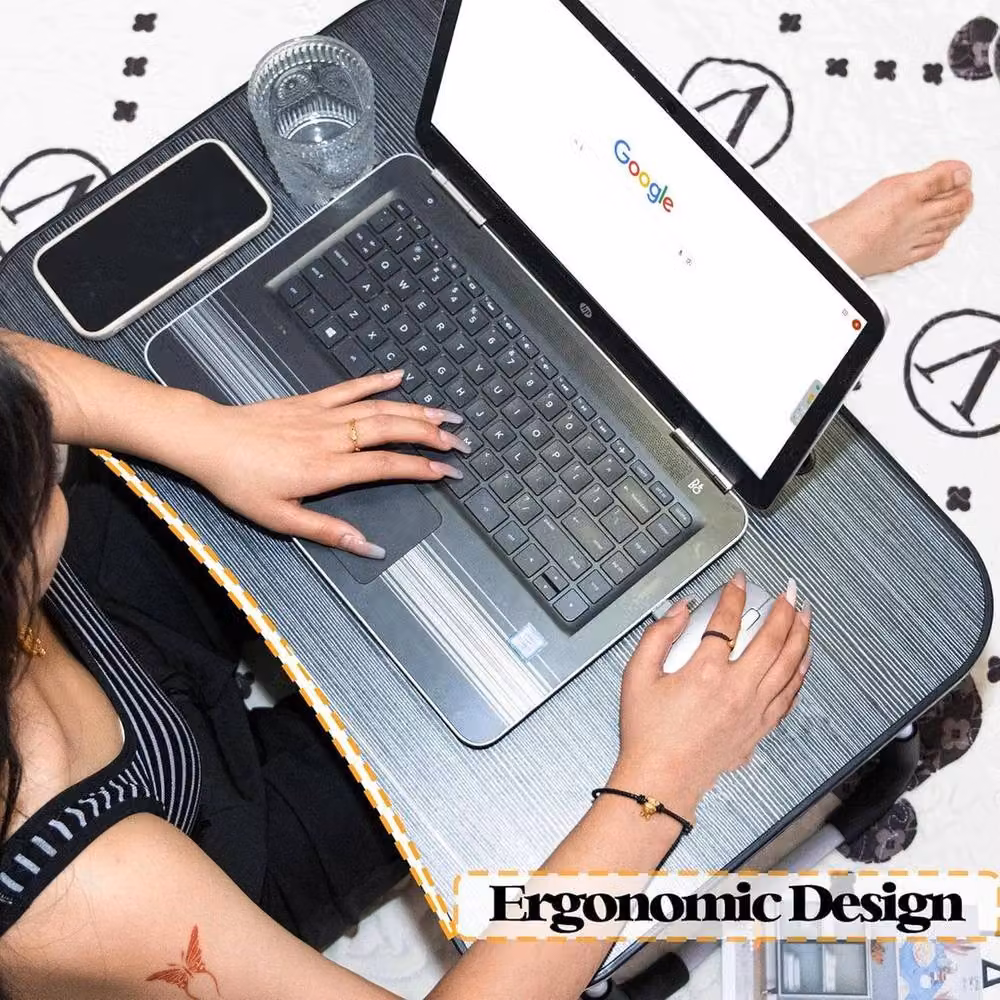 FLAVORA Folding Lap Desk Portable Laptop Bed Desk in Black W/D/H: 48.0 x 30.0 x 21.0 cm – 4