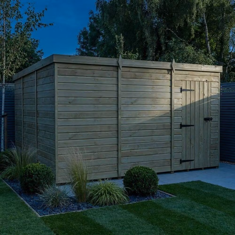 Buttercup Farm Brown Timber Pent Garden Shed with Single Door, W: 365.76 cm, D: 305.0 cm, H: 210.0 cm – 3