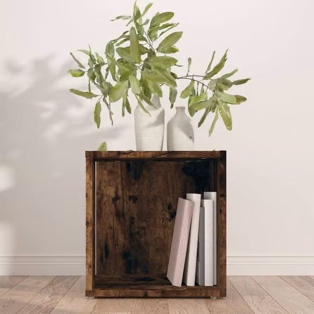 Berkfield Home Smoked Oak Side Table in Brown, W/D/H: 33 x 33 x 34.5 cm – 1