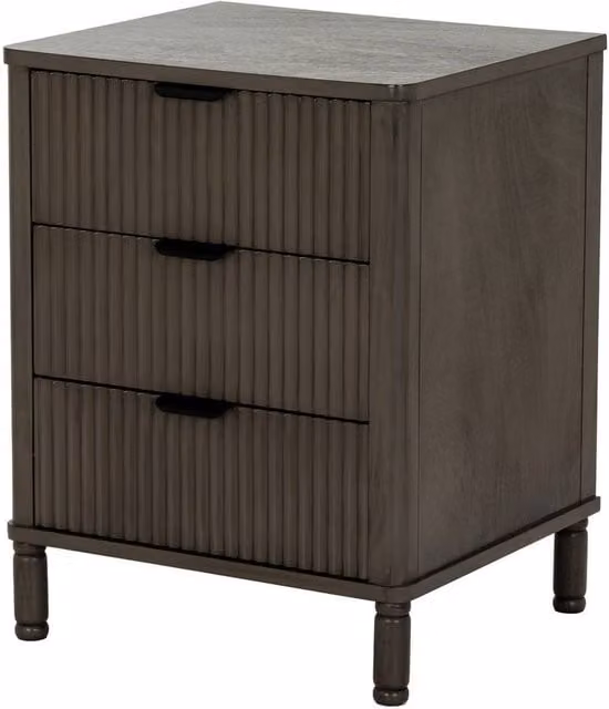 Lemon Pavilion Furniture and Decor Reed Collection 3 Drawer Bedside Table in Brown and Taupe, W: 45 cm, D: 40 cm, H: 58 cm – 1