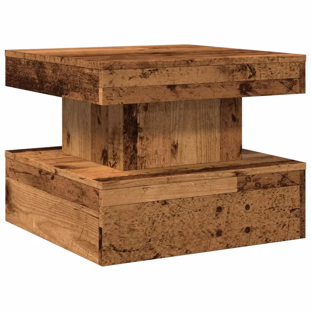 Berkfield Home Modern Square Coffee Table with LED Lights in Brown, W/D/H: 50 x 50 x 40 cm – 3