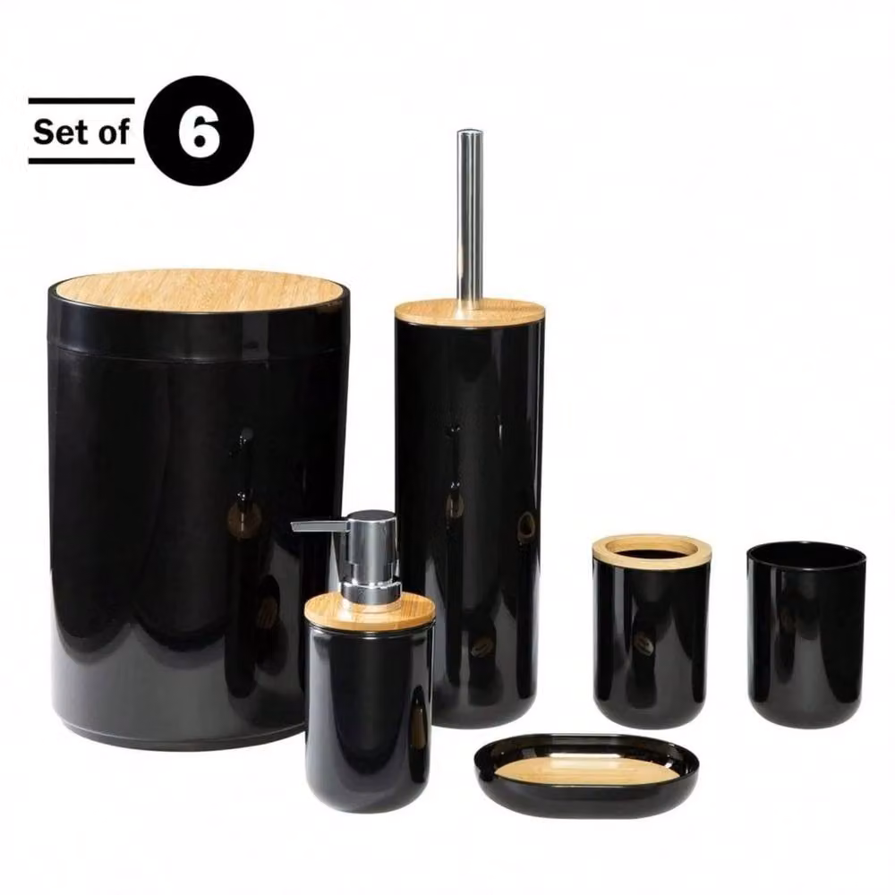 KORVIXA 6 Piece Black Bamboo Bathroom Sink Set – 4