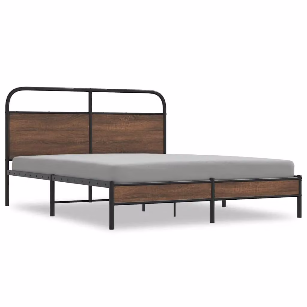 Berkfield Home King Size Bed Frame in Brown Oak, W/D/H: 150 x 200 cm – 2