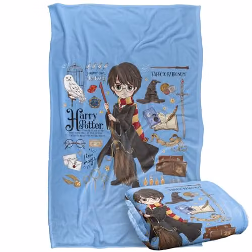 LOGOVISION Harry Potter Super Soft Silky Touch Fleece Throw Blanket, Multicolour, W: 91.44 cm x L: 147 cm