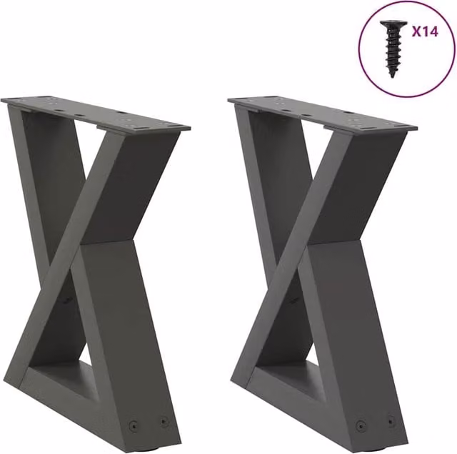Berkfield Home Steel Coffee Table Legs, 2 Pieces, Anthracite, H: 40 cm, W: 30-31.3 cm