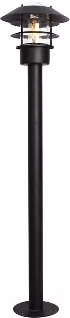 Netlighting Helsingor Black Maritime Outdoor Bollard Lantern with Transparent Glass and E27 Socket, IP44 Rated