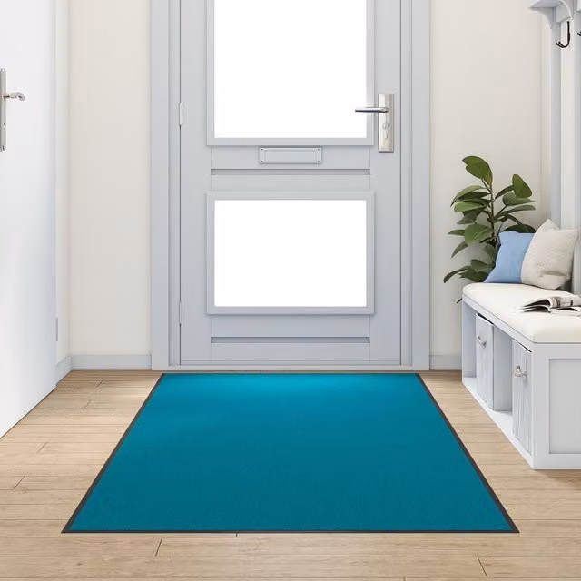 Berkfield Home Washable Non-Slip Doormat in Cyan, W: 120 cm, D: 300 cm – 1