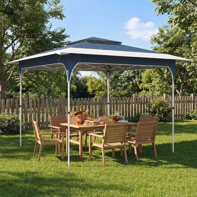Outsunny Blue Pop Up Gazebo with One-Push Setup and UPF 50+ Protection, W/D: 3.5 x 3.5 m