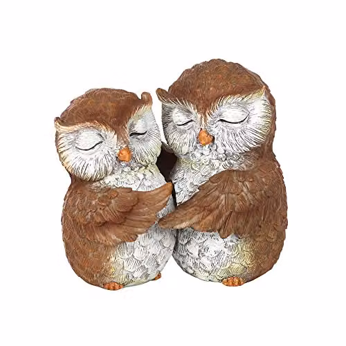 Giftz Galore Brown and White Owl Couple Ornament, W/D/H: 9.5 x 9.5 x 9.5 cm – 2
