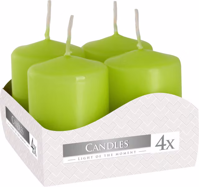 SolaDirect Pack of 4 Small Decorative Pillar Candles, Red and Green, W: 40 mm, H: 60 mm