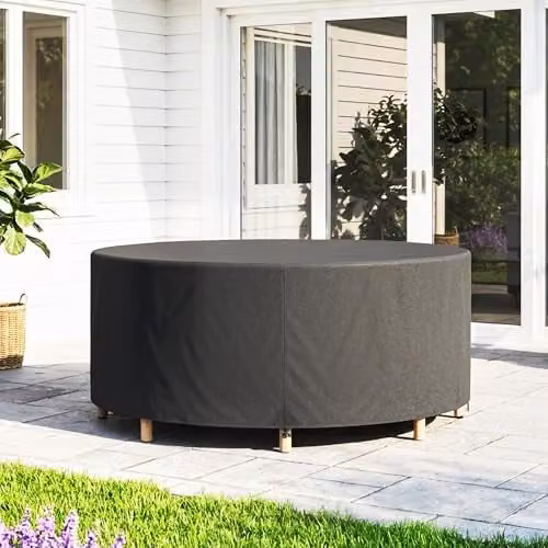 Outsunny Waterproof Round Garden Furniture Cover, Black, Dia. 214 cm x H 70 cm – 8