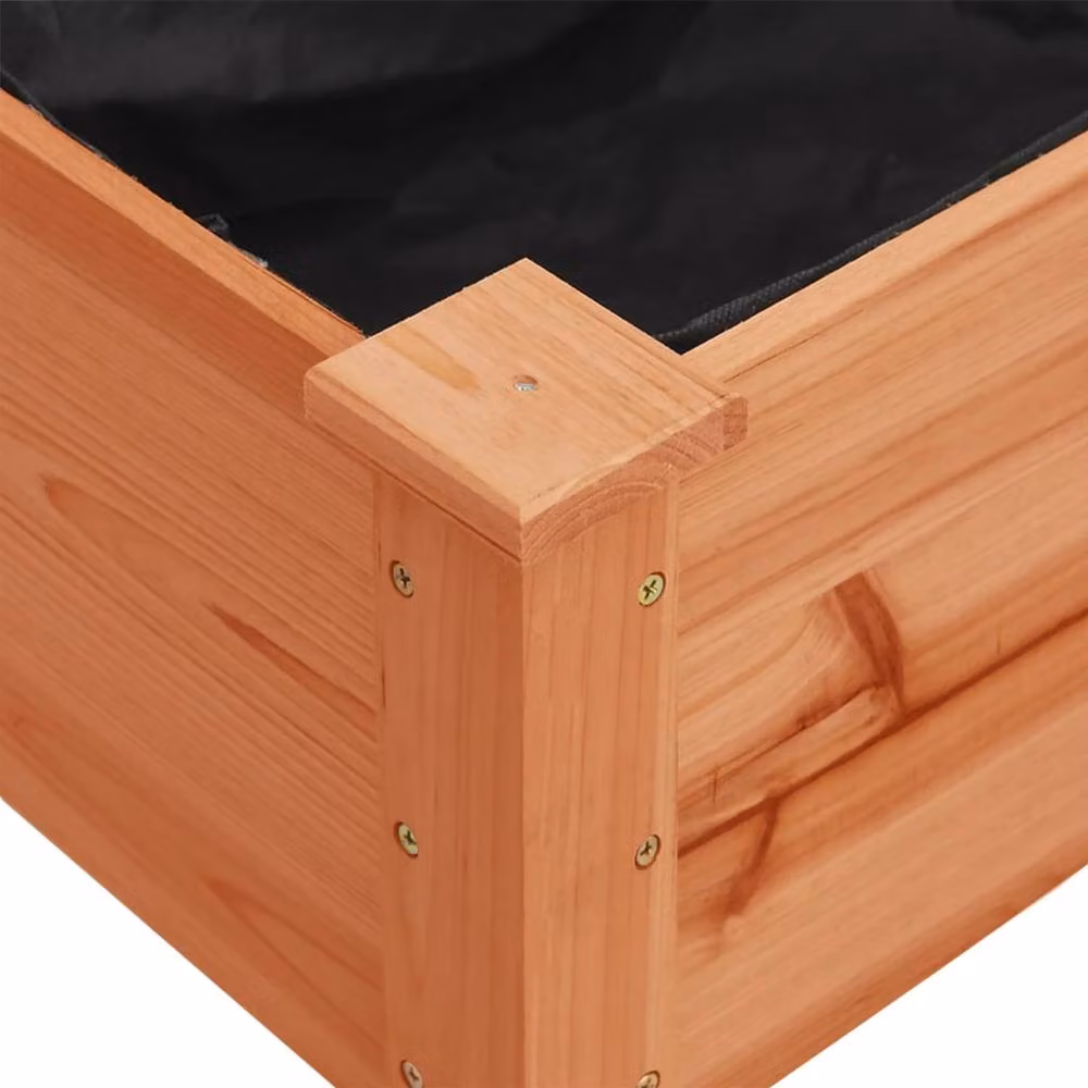 Berkfield Home Solid Wood Fir Planter with Liner, Brown, W: 118 cm, D: 59 cm, H: 76 cm – 4
