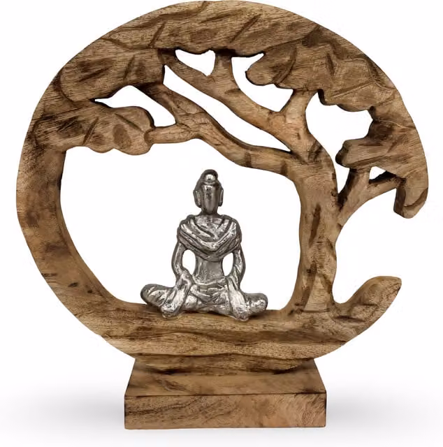 North Interiors Zen Buddha Tree Sculpture in Silver and Brown