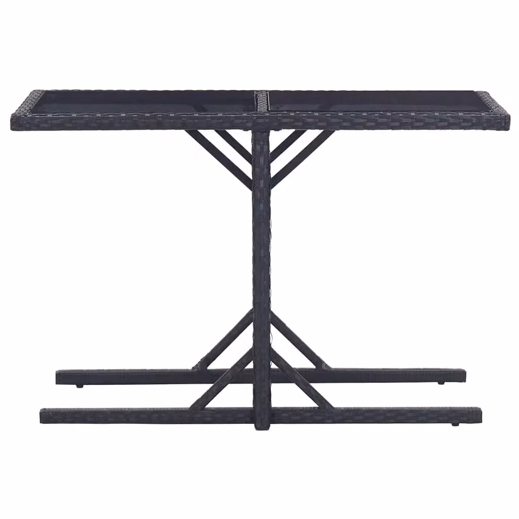 Berkfield Home Modern Garden Table in Black Glass and Poly Rattan, W/D/H: 110 x 53 x 72 cm – 2