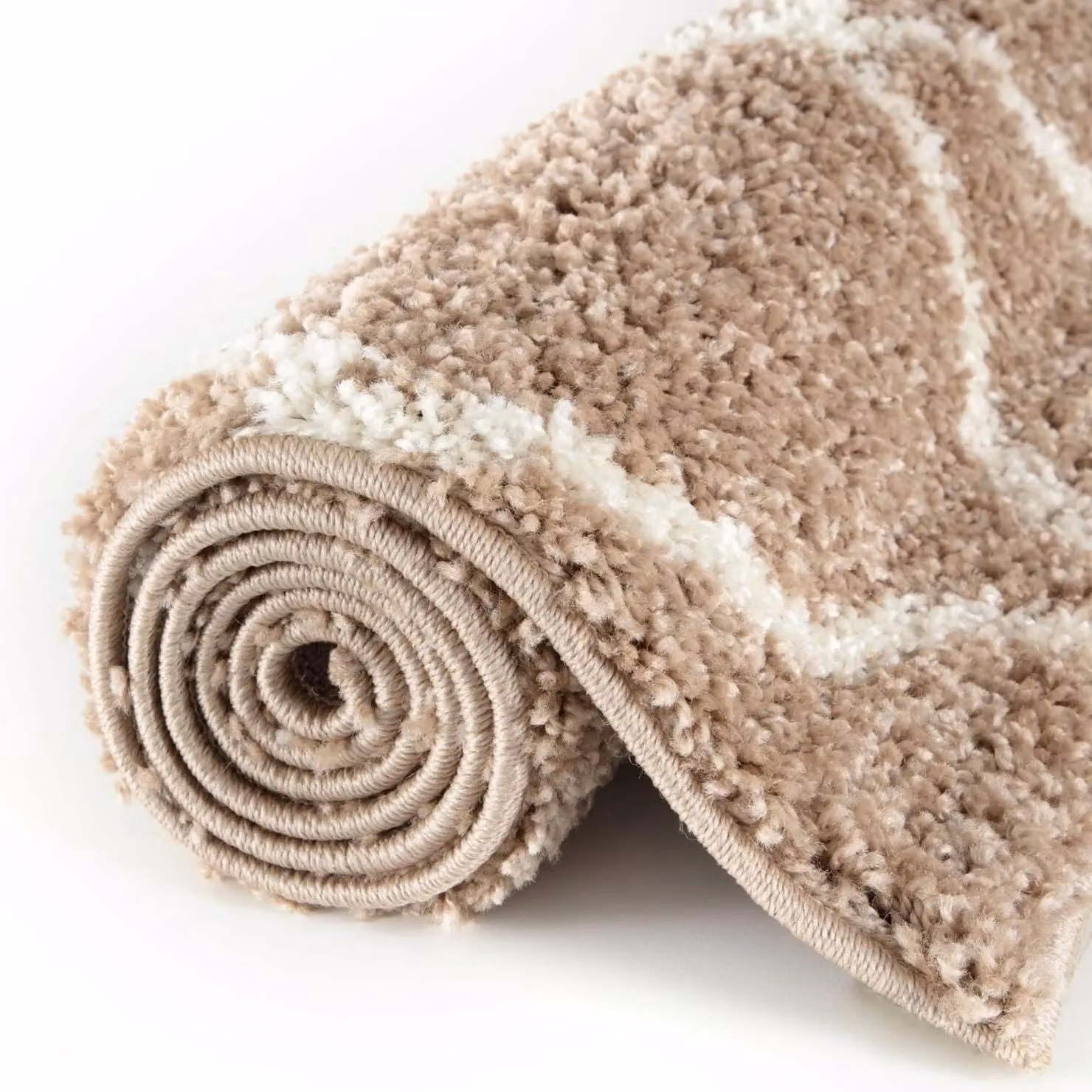 THE RUGS Moroccan Soft High Pile Shaggy Lattice Rug, Beige, W: 120 cm, D: 170 cm – 2