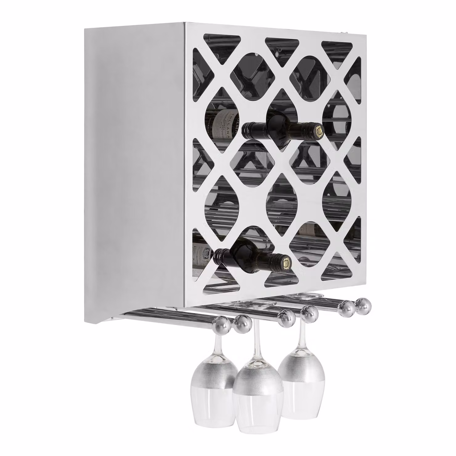 Orsina Wall Mounted Metal Wine Rack in Gold or Silver Finish – 2