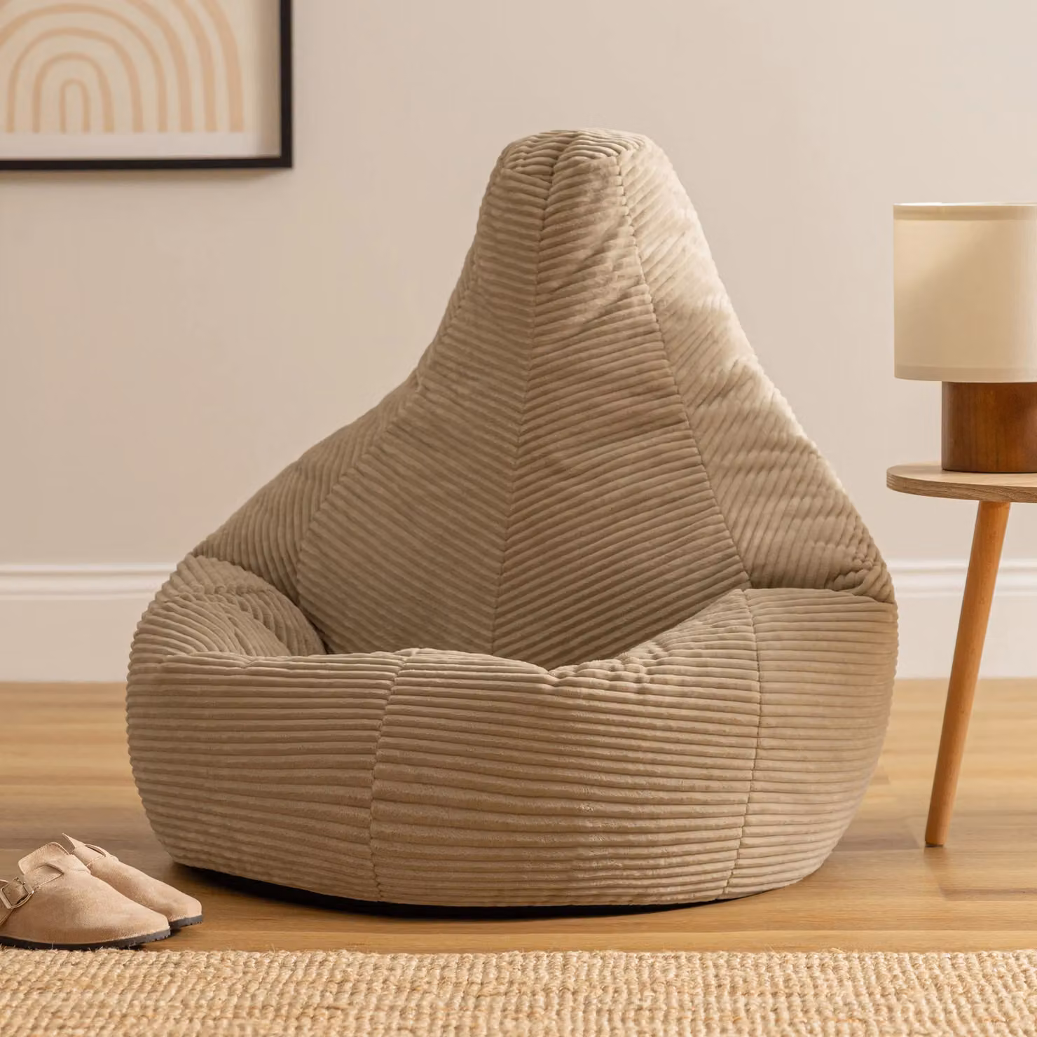 icon Dalton Cord Adult Bean Bag Chair Set of 2 in Beige with EPS Polystyrene Filling – 2