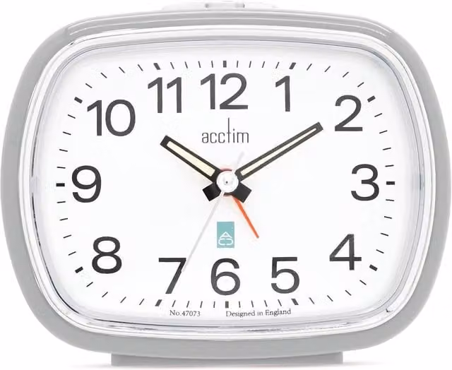 Acctim Camille Analogue Quartz Alarm Clock with Luminous Hands and Chrome Bezel in Grey – 1