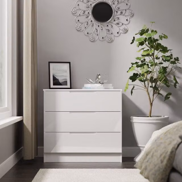 2 U Lucca Ready Assembled 3 Drawer Chest in White – 1