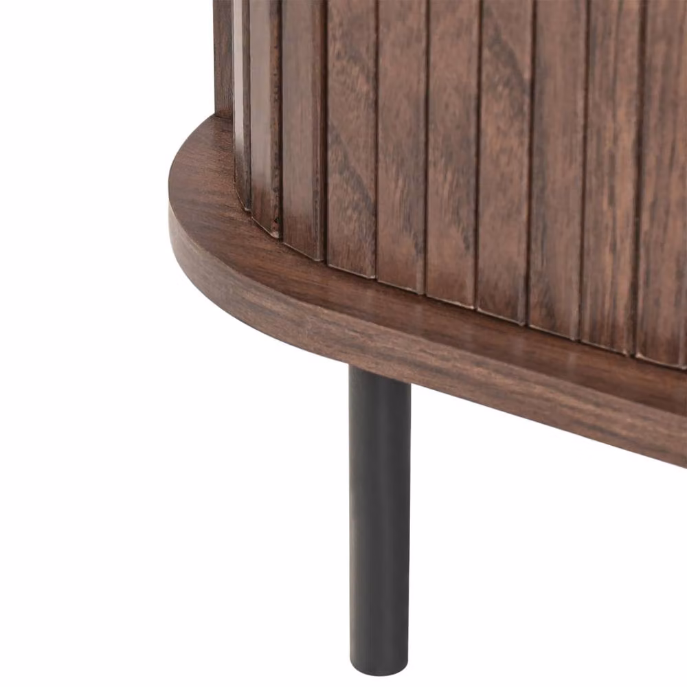 Wyld and Coco Retro Nightstand with Sliding Doors in Brown MDF and Pine, W/D/H: 40 x 30 x 1 cm – 5