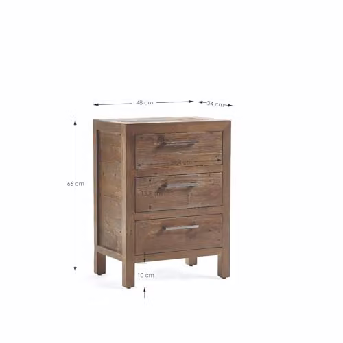 Julian Bowen Industrial Pine Bedside Table in Beige and Brown, W: 66 cm, D: 48 cm, H: 34 cm – 2