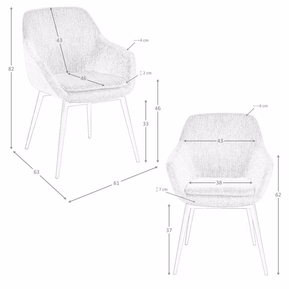 Angel Cerda Modern Abstract Fabric Dining Chair in Blue, Grey and Black with Black Metal Legs – 5