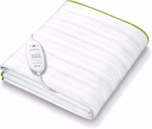 Beurer Fleece Heated Underblanket with Tension Straps and Detachable Switch, W/D/H: 80 x 200 x 1 cm, Green or White