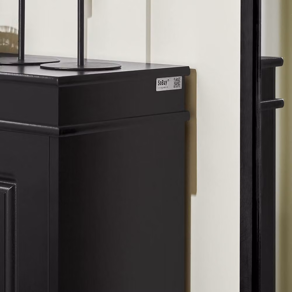 SoBuy Slim Freestanding Shoe Cabinet with Tilting Compartments in Matt Black – 3
