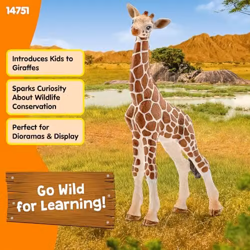 Schleich Wild Life Giraffe Calf Toy Figurine in Orange and Brown – 2