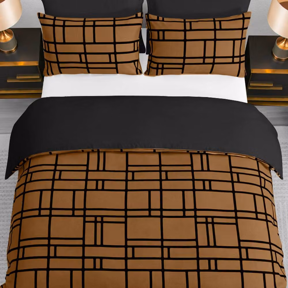 Lazzaro Home Reversible Brushed Microfibre Duvet Cover and Pillowcase Set, Brown, W: 180 cm x D: 200 cm – 2
