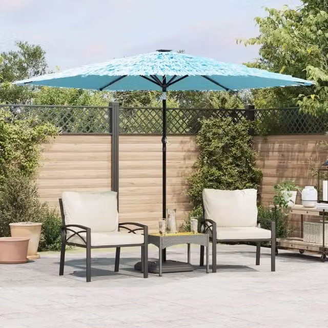 Berkfield Home Blue Garden Parasol with Steel Pole, W/D/H: 288 x 288 x 225 cm – 1