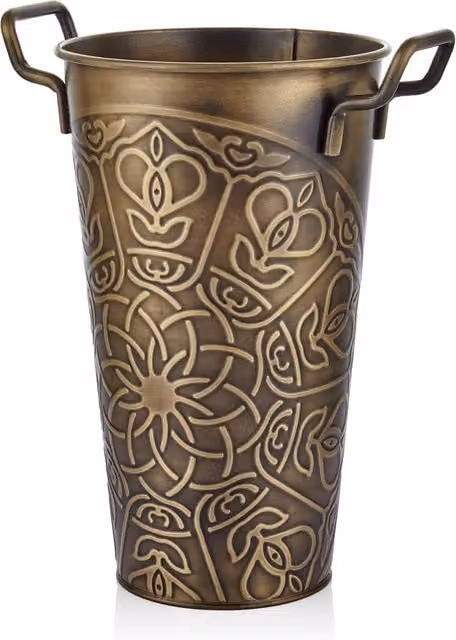 The Mia UK Gold Metal Vase, H 40 cm x W 29 cm x D 22 cm